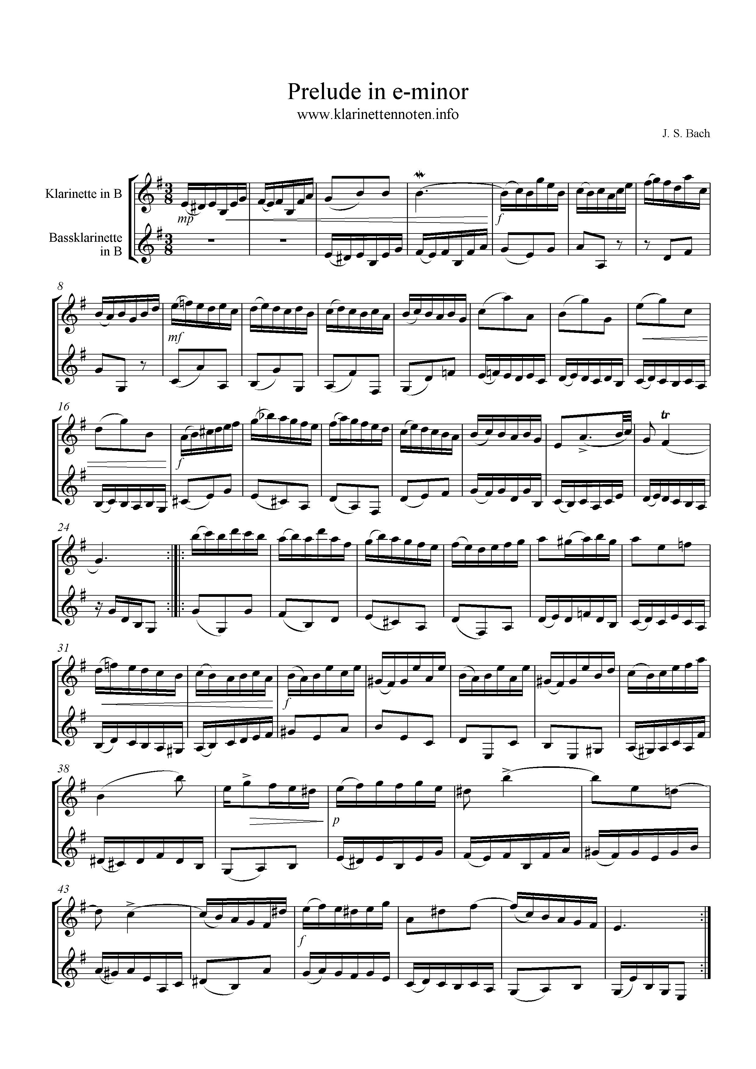 Prelude in e-minor, Bach, duo